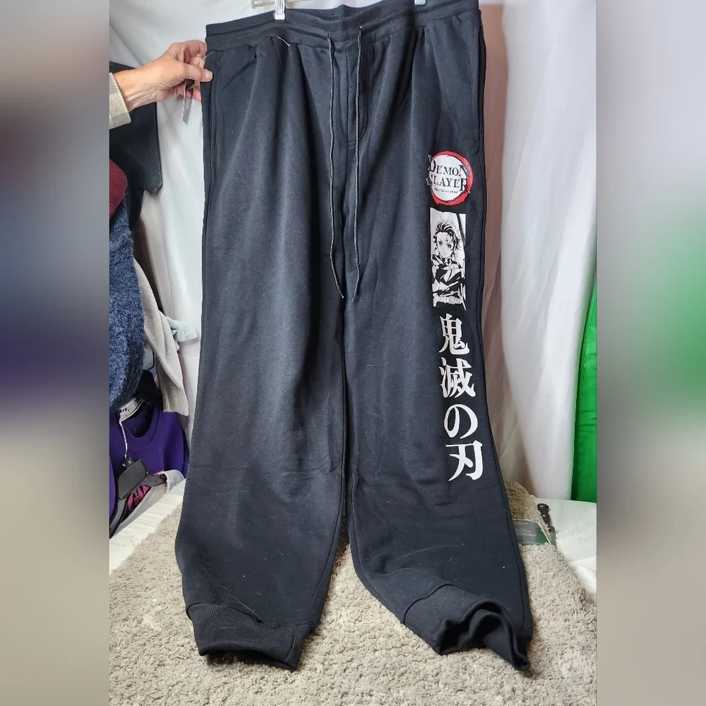 Mens Demon Slayer Lounge Pajama Pants, Anime Manga Active Sweatpants XXXL
